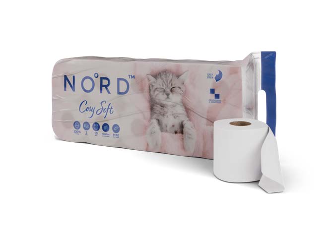 TOILET PAPER – NORD SOFT, 3sl, 100 sheets, 8×10 rolls, FSC MIX
